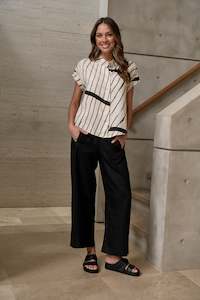 Pants And Skirts: Emma Pant | Black Linen