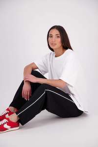 Pants And Skirts: Gin Piped Pant | Black/White