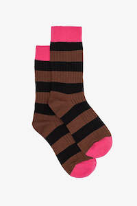 Antler: Choco Stripe & Pink Sock