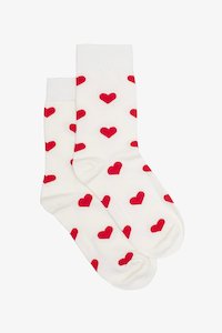 Heart Sock | Cream/Red