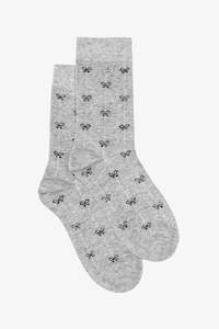 Grey & Silver Bow Sock