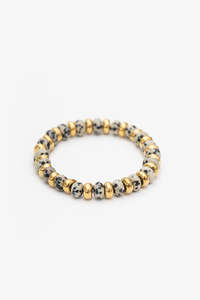 Dalmation/Gold Stretch Bracelet