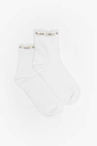All: Pearl/Silver Top Sock | White