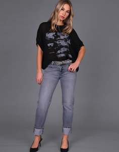 Broken Glass Oversized Tee | Black