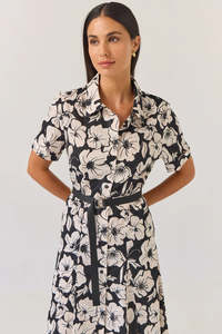 Dresses: Godet Shirt Dress | Black Floral