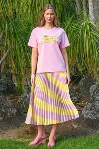 Pleat & Repeat Skirt | Pink/Yellow