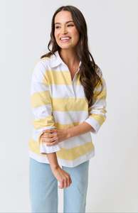 Tops Shirts: Lily Rugby Shirt | Banana Stripe