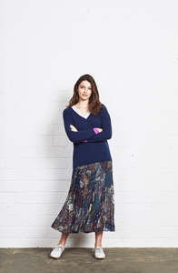 Knitwear: Paige Sweater | Grey/Navy