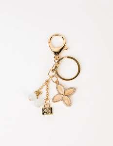 Stella Gemma: Keychain Gold Crystal Flower and Lock