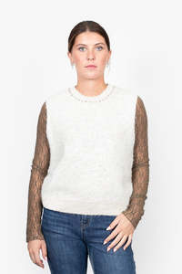 Knitwear: Stella Vest | Oat Sparkle