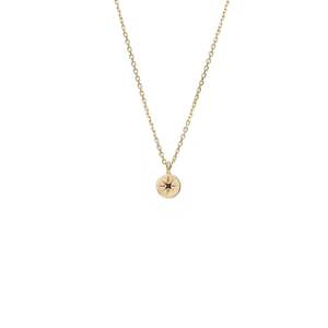 Petite North Star Necklace | Black Diamond/Gold