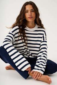 Tops Shirts: Rae Knit | Navy Stripe