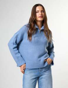 Knitwear: Cory Zip Knit | Glacier Blue