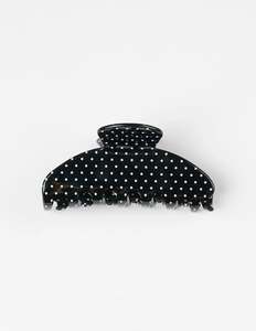 Hair Claw | Black With Mini White Dot