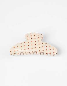 Hair Claw | Cream with Mini Brown Dot