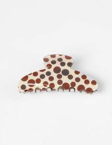 Hair Claw | Cream with Big Brown Dot