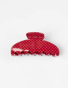 Hair: Hair Claw | Red With Mini White Dot