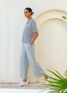 Tees: Linen Tee | Navy Stripe