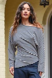 Double Agent Top | Navy Stripe