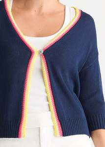 Crochet Trim Cardi | Navy