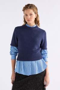 Luft Lurex Knit Top | Navy/Copper