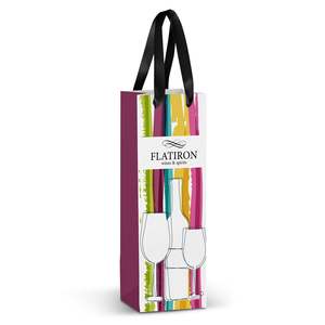 Bags: Champagne Ribbon Handle Paper Bag - Full Colour