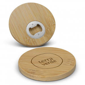 Mailable Items: Bamboo Bottle Opener Coaster - Round