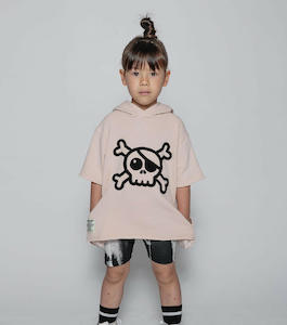 nununu fuzzy skull s/s hooded sweatshirt