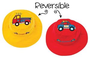 Reversible Kids Sun Hat- Fire Truck | Police Car (Small Size)