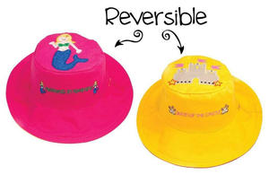 Flapjacks Hats: Reversible Kids Sun Hat - Mermaid /Sandcastle