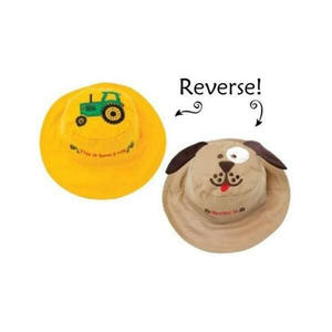 Flapjacks Hats: Reversible Kids Sun Hat- Tractor/Dog (Small Size)