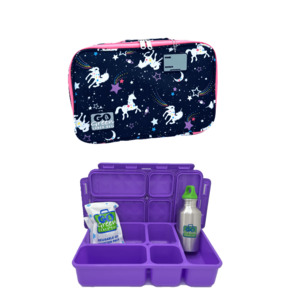 Lunch Time: Go Green Lunch Box Set - Magical Sky (Purple Lunchbox + insulated bag + drink bottle + ice pack)