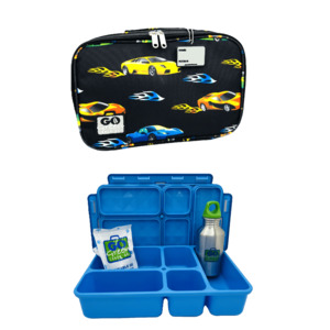 Lunch Time: Go Green Lunch Box Set - Fast Flames (Blue Lunchbox + insulated bag + drink bottle + ice pack)