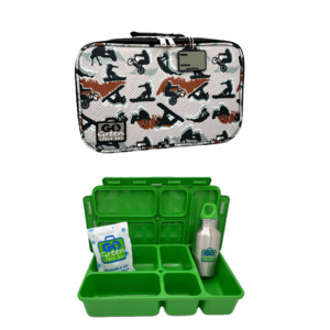 Go Green Lunch Box Set - Extreme (Green Lunchbox + insulated bag + drink bottle + ice pack)