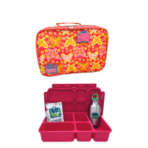 Go Green Lunch Box Set - Butterfly Bash (Pink Lunchbox + insulated bag + drink b&hellip;