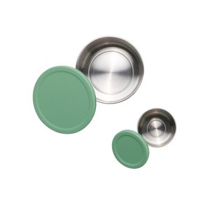 Snack Boxes: Nestling Stainless Steel Lunchbox Dipper Set - Sage