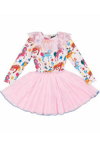 Rock Your Kid Parade Long Sleeve Neck Ruffle Circus Dress