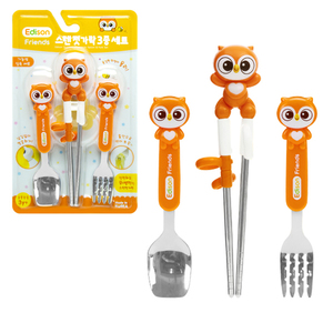 Edison Friends Stainless Chopsticks,Spoon and Fork Set – Owl - HY Shopping NZ &hellip;