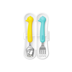 Products: Edison Silicone Spoon & Fork Case Set – Duck(Blue/Yellow) - HY Shopping NZ Korean Supermarket Christchurch