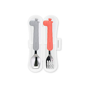 Edison Silicone Spoon & Fork Case Set – Giraffe(Pink/Grey) - HY Shopping N&hellip;
