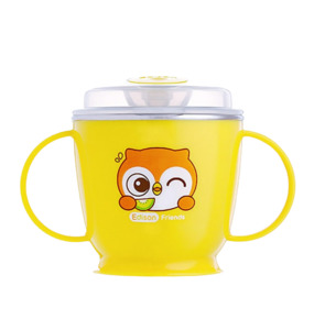 Products: Edison no-spill stainless double handle straw cup – Owl yellow - HY Shopping NZ Korean Supermarket Christchurch