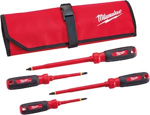 Accessories: Milwaukee 4PC Insulated Screwdriver Set w/ Roll Pouch