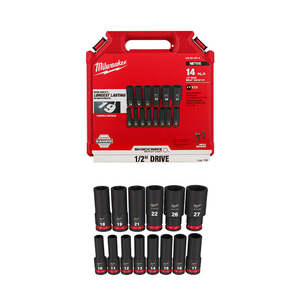 Milwaukee 6 Point Socket Set 14PC 1/2" Drive Metric Deep
