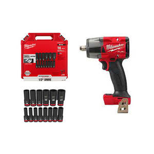 #Milwaukee Impact 1/2" Wrench & 14 PC Socket Set