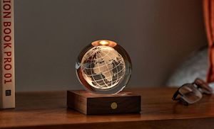 Lamps: Walnut World Globe 3D Laser Engraved Light