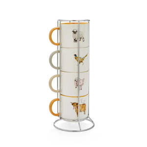 Mugs: Buttercup Farm Stacking Mugs in Holder Set of 4