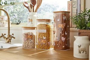 Table Top: Buttercup Farm Glass Jar with Push Bamboo Lid Assorted Sizes