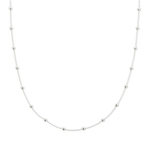 Necklaces: Sterling Silver Fine Ball Bead Chain Necklace 50cm
