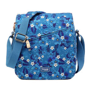 Bags: Classic Medium Zip Front X Body Blue Floral