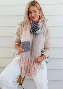 Scarves: Grey Pink Comfort Scarf